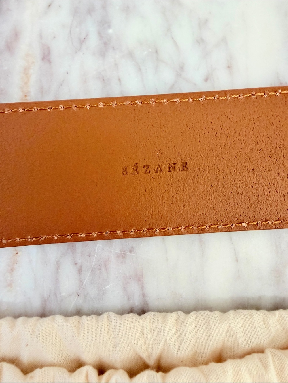 🌟 Sézane Artemis Waist Belt Natural Heritage Caramel Brown Leather 100 - Picture 6 of 13